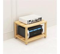 Rack audio stéréo à 2 niveaux en bois massif naturel pour équipement audio, armoire AV et étagère vidéo, solide et durable, parfait pour la configuration de home cinéma et de la musique