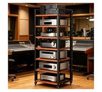 Rack Audio-Vidéo 7 Niveaux Sur Roulettes,range Vinyle Réglable En Hauteur | Étagère Pour Composants HiFi Et Home Cinéma,Support Multimédia Pour Salon,Salle De Jeux,Bureau(Teak)
