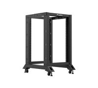 Rack Autonome Lanberg 18U Noir 600kg - Structure Ouverte 600x800x1051.2mm, Profondeur de Montage 43-59cm, Roues, Référence OR01-6818-B