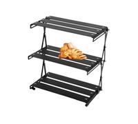 Rack, barre pliante de camping, 3 couches, pique-nique, bureau, étagère de rangement stable et robuste, étagère de rangement pour pique-nique intérieur, barbecue, barbecue, barbecue, support
