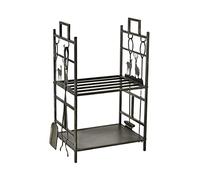 Rack bois de chauffage Elk en fer forgé grande poubelle à bûches ensemble d'outils de cheminée pinces accessoires intérieur extérieur porte-bûches grand support à bois de chauffage avec 4 outils, bron