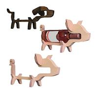 Rack de Bouteille à Vin Animal, Affichage en Forme de Chien de Cochon à la Main, 39x16x8cm, Bois de Casier à Vin pour Amateurs de Vin (Porcelet)
