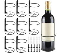 Rack de Bouteille à vin de 8 pcs, 3,4 Rack de vin à Montage Mural de diamètre intérieur, Porte-Bouteille à Bouteille Simple en métal Noir avec vis pour Les grilles de Barre de Cuisine à la Maison