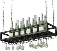 Rack de bouteille à vin suspendu Rack de bouteille à vin suspendu porte-vin suspendue avec chaîne de fer, porte-bouteille en verre à vin en métal, porte-bouteille à vin de vestige en métal - hauteur