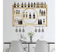 Rack de Bouteille en Verre à vin Mural en métal Moderne Rack d'affichage à vin , Wall Vine Back Racks Bar Rackage Rack Room Restaurant Restauration Décoration (Taille: 55.1x5.9x31.5in, Couleur: