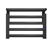 Rack de Chauffeur de Serviette électrique avec minuterie 80W Mur à 4 Barres Rail de Serviette chauffée Premium en Aluminium Alliage Pliant étagère de Salle de Bain Radiateur Noir