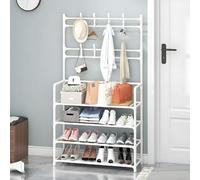 Rack de Chaussures de Grande capacité comme composant des vêtements Debout au Sol et du Rangement du Chapeau, pour Les Salons, Les entrées, Les Cuisines et Plus Encore. Blanc Four Layers 80cm