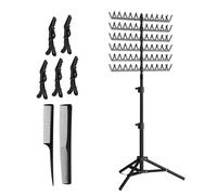 Rack de cheveux en tressage, support d'extension de cheveux, support de séparateur de tressage, avec 120 chevilles Hooks Hauteur conception réglable conception robuste et base stable 140x37 cm pour le