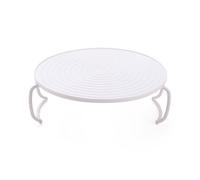 Rack de cuisson à la vapeur 23.5x8.3cm/9.3x3.3in, plateau de chauffage microondes multifonctionnel blanc rond Rack de cuisson à la vapeur avec poignée pour collations congelées
