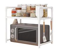 Rack de four à micro-ondes - étagère à double couche en acier, solide organisateur de cuisine anti-rouille, rack de rangement, porte-assaisonnement durable | Économie d'espace étagère à micro-ondes av