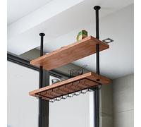 Rack de plafond de bouteille Rack-Rack, 2 couches de casier à vin suspendu, élargir et approfondir le casier à vin de style simple, pour le bar, la cuisine, le rangement de bouteille à vin du café