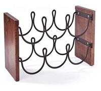 Rack de rack de vin, bois à double couche en bois massif enerage rouge en fer forgé de décoration de décoration de décoration de frame-pile de bouteille de rangement de bouteille (couleur: OneColor)