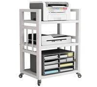 Rack De Rangement Audio Mobile Armoire D'amplificateur Réglable Support D'imprimante pour Composants Stéréo Télécopieurs CD Et Usage Bureautique(White-A)