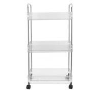 Rack de Rangement de Cuisine Rack de Rangement de Cuisine Chariot de Rangement Mobile à 3 Niveaux avec Roues pour la Salle de Bain à Linge Espaces étroits en Acier Inoxydable (3 Niveaux)