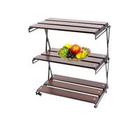 Rack De Rangement De De Camping | Afficher L'organisateur Étagère Pliable avec 3 Couches - Vec Ce PorOrganisateur D'étagères De Camping Stable Robuste pour La Cuisson du Barbecue De Pique-Nique