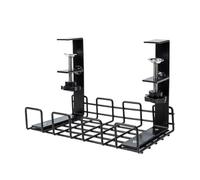 Rack de Rangement pour Câbles en Fer Noir, Fixation sous Bureau | Installation à Pince Réutilisable, pour Fils et Multiprises, Bureau à Domicile, Armoire, Poste Gaming