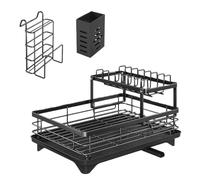 Rack De Séchage À 2 Plats, Avec Matériau Résistant À La Rouille, 42.5x30x23,5 Cm, Cuisine Séchée, Drainage Des Passages De Bec Extensibles, Économie D'espace Et Facile À Nettoyer, Pour La Cuisine