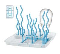 Rack de séchage à biberon, séchoir à support de bouteille avec base BPA Baby Baby Organizer contient 8 bouteilles d'algues conception d'algues Organisateur portable Organisateur bleu clair.