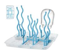 Rack de séchage à biberon, séchoir à support de bouteille avec base BPA Baby Baby Organizer tient 8 bouteilles Organisateur portable conception d'algues en bleu clair...