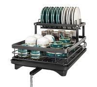 Rack de séchage à vaisselle - Draveur à vaisselle de 16,73 pouces pour la maison, porte-gobelet d'ustensile avec des niveaux réglables, organisateur d'évier pour appartement, RV, restaurant, dortoir,