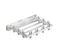 Rack de séchage mural - support de bar à serviette pliable avec 10 clips à vent pour la buanderie d'espace, porte-rangement extérieur intérieur pour chaussettes, vêtements, balcon, dortoir, RV, entrée