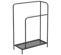 Rack de serviette verticale porte-serviette de serviette de serviette métallique en serviette autoportante pour buanderie de salle de bain avec canne à 2 niveaux et porte-serviettes à serviette à