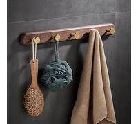 Rack de Serviettes en Bois, Ensemble d'accessoires de Salle de Bain, chemins de Serviette, Crochet de Robe, Porte-Toile de Toilette, Porte-Serviette Barre/Crochets à Cinq rangées WFJ