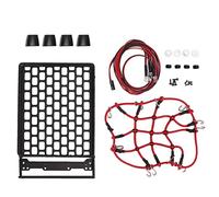 Rack de toit Yizisecce RC, pour un porte-bagages de voiture RC léger hautement simulé avec des lumières LED, pour 1/10 1/12 1/14 RC CARS (Lampe quadrate)