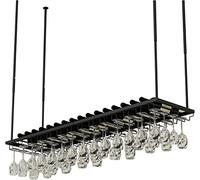 Rack de vin Suspendu au Porte-gobelet à vin Rouge, Plafond Upside Down Glass Garder Creative Home Bar Hanging Wine Bottle Rack avec étagère en Verre de stemware (Taille: 120x27x8cm) Aqiong
