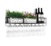 Rack de vins mural, porte-étapes à vin moderne en métal en métal, bar à vin avec porte-vitrail, porte-bouteille de rangement à vin étagère pour la maison de salle à manger au bar à la maison (couleur: