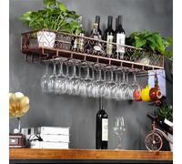 Rack de vins mural, porte-étapes à vin moderne en métal en métal, bar à vin avec porte-vitrail, porte-bouteille de rangement à vin étagère pour la maison de salle à manger au bar à la maison (couleur: