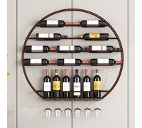 Rack de vins Mural Rond, Porte-vin en métal en métal, Porte-greffon en métal, Porte-vin Murale de Style Minimaliste Moderne pour Cuisine, Salon, Maison (Couleur: Laiton, Taille: 80 * 75cm / 31,4 *