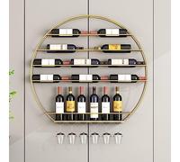 Rack de vins Mural Rond, Porte-vin en métal en métal, Porte-greffon en métal, Porte-vin Murale de Style Minimaliste Moderne pour Cuisine, Salon, Maison (Couleur: Laiton, Taille: 80 * 75cm / 31,4 *