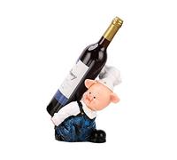 Rack de vins Porte-bouteille à vin dans la sculpture animale rustique et statue Stands de vin tordus Pig Pig Desktop Art Decoration Resin Ornements 8,2 pouces Rack de vin rouge (Couleur: A) Aqiong
