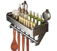 Rack d'étagère d'aspiration murale | Organisateur en métal lourd | Aucune étagère de stockage de forage avec deux tasses sucrées | Économiseur d'espace de comptoir de cuisine pour la maison, les salle