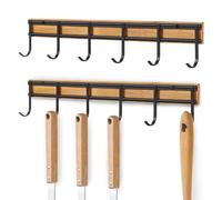 Rack d'ustensiles de cuisine - Ensemble de support de cuisine le plus important de 2 | Rack d'ustensiles muraux de sauvegarde de l'espace avec 6 crochets pour la cuisine