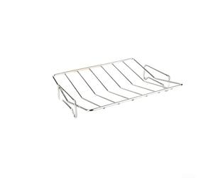 Rack en V en acier inoxydable avec rails latéraux surélevés et section centrale inférieure pour maximiser l'exposition à la chaleur et la gestion des gouttes