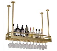 Rack exposant à vin Plafond Rack à vin et porte-verre à vin, porte-bouteilles suspendues à vin pour les bars cuisines, sous étagère en verre de stime d'armoire, étagères de rangement réglables