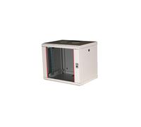 Rack Mural Equip 9U Acier Gris Clair 600mm Profondeur Porte Verre Trempé Panneaux Latéraux Amovibles Rails Réglables EPM-09-6045-G-CBAA