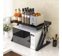 Rack pour four à micro-ondes Étagère de cuisine Étagère à micro-ondes Étagère à épices 57×38×38cm Noir