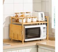 Rack pour four à micro-ondes Étagères de cuisine Étagère à épices en bambou avec 4 crochets