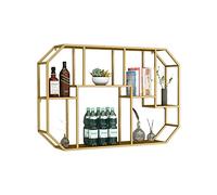 Rack-Rackmodern Metal Mur Murd Bar Unit with en Verre et Porte-vin - étagères flottantes Stand pour la Maison, Le Restaurant et Les Bars, Gold-B Made in China