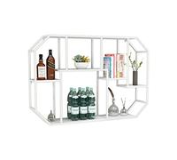 Rack-Rackmodern Metal Mur Murd Bar Unit with en Verre et Porte-vin - étagères flottantes Stand pour la Maison, Le Restaurant et Les Bars, White-B Made in China
