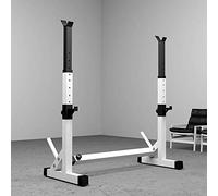 Rack Squat Réglable, Réglable en Hauteur (80-150 cm), Multifonction Haltère Rack, Repose Barre Musculation Support, Charge Max. 200 kg (Ne Pas inclure Barbell) (Blanc+Noir)