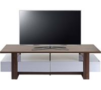 Rack TV HWC-B51, Table de télévision Armoire basse, structure 3D aspect noyer brillant 46x150x45cm