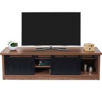 Rack TV HWC-K75, Table TV, portes coulissantes, compartiments de rangement, aspect bois métal industriel 43x150x40cm ~ brun