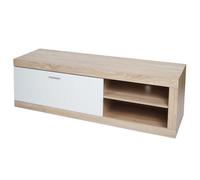 Meuble TV MENDLER HWC-L33 Bois 43x140x41cm Compartiment de rangement imitation chêne, blanc G