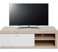 Rack Tv Hwc-L33, Table Tv Table Basse Armoire Tv Commode, Bois 43x140x41cm Compartiment De Rangement, Aspect Chêne, Blanc Multicolore