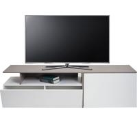 Meuble TV HWC-L34, Lowboard Table TV Sideboard Armoire TV Commode, Bois 45x161x40cm Compartiment de Rangement, Aspect béton Blanc