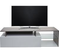 Rack TV HWC-L35, Lowboard Table TV Sideboard Armoire TV Commode, bois 47x170x40cm Compartiment de rangement, aspect béton blanc